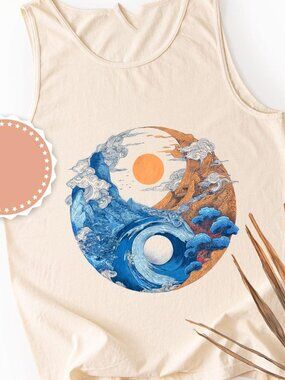 Yin Yang Tank Top | Retro Vintage Yinyang Zen Yoga Top | Spiritual Boho Tank Top